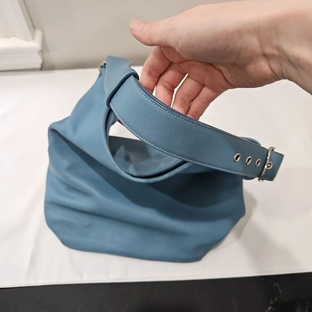 Vintage Coach Duffle Sac Hobo Shoulder Bag 9151 Blue Leather Casual Minimalist